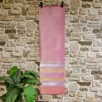 ราคา D.01ผ้าทอลายไทย ผ้าตัดชุด ผ้าฝ้าย ลายยกดอกลำพูน สีชมพู (47054174481)