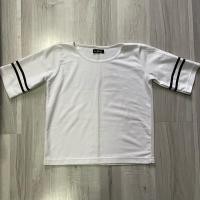 ราคา เสื้อแขนสั้น สีขาว แขนคาดดำ ยี่ห้อ LaModa (25424714081)