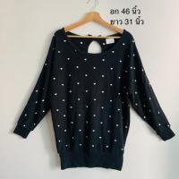 ราคา เสื้อสีดำปักหัวใจสีขาว เสื้อสีสุภาพ ส่งต่อมือสอง (42427395660)