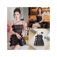 ราคา M11 งานป้าย Atn Dress เดรสสั้นสายเดี่ยวผ้าลูกไม้สีดำ+เข็มกลัดโบว์ สำหรับผู้หญิง เสื้อผ้าแฟชั่นผู้หญิง ไซส์ Xs-L (56751210505)
