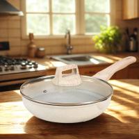 ราคา กระทะเคลือบเซรามิคเคลือบ กระทะเคลือบ สำหรับเตาตั้งพื้นทุกประเภท กระทะเคลือบ Non-Stick พร้อมฝาปิด 24/28ซม. Z0171 (43217284738)