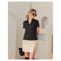 ราคา YNO V-neck polo ribbed t-shirt เสื้อยืดโปโลคอวีผ้าร่อง 22059 (19612594556)