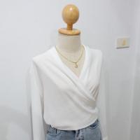 ราคา เสื้อไขว้หน้า สีขาว แขนยาว (2069687384)