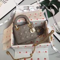 ราคา DIOR Diana Lady Mini Concubine สีเทา กระเป๋าสะพายข้าง หนังแกะลามบ์สคิน คลิปทอง ลายเช็กเกอร์ (41327910188)