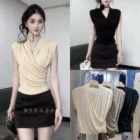 ราคา เสื้อแขนสั้นคอวี ทรงป้ายข้าง ดีไซน์สวย แต่งจับจีบช่วงไหล่ เนื้อผ้าใส่สบาย ไม่ร้อน #base (25892097401)