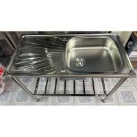ราคา แถมก๊อก ซิงค์ล้างจาน อ่างล้างจาน 1 หลุม สแตนเลส ทั้งตัว 100ซม 1 เมตร สินค้าไทย (21883372573)