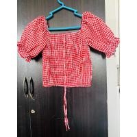 ราคา เสื้อครอปแขนตุ๊กตาลายสก็อต (24708445630)