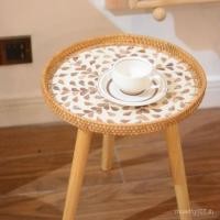 ราคา ขายตรงเชลล์โต๊ะกลมขนาดเล็กสไตล์นอร์ดิกโซฟาโต๊ะกาแฟสแควร์อ่าวหน้าต่างเสื่อทาทามิหวายญี่ปุ่นที่ทําด้วยมือโต๊ะข้างขนาดเล็ก 50ส2 (56702763329)