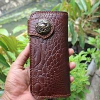 ราคา กระเป๋าหนังวัวแท้ อัดลายจรเข้ แนววินเทจสีน้ำตาลเข้ม สีหนังสัตย์จริง (7045854292)