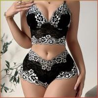 ราคา 【ลูกไม้สุดเซ็กซี่/ชุด2 ชิ้น】Sexy Lingerie Set/Lace Bra & Panty/3-Piece Bikini/Strappy Underwear/Women's Lace Underwear ชุดชั้นในสตรี (47053806180)