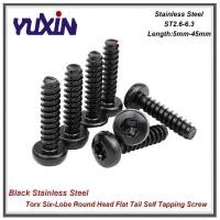 ราคา 5-100pcs Torx Self Tapping Screw ST2.6-ST6.3 Black Stainless Steel Torx Recess Six-Lobe Round Head Flat Tail Self Tappin (54351779287)