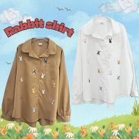 ราคา Rabbit shirt (อก 52) เสื้อเชิ้ตแขนยาวทรงเกาหลีปักลายกระต่าย (28374733787)