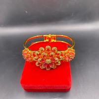ราคา กำไลข้อมือประดับพลอยทับทิม ลายดอกพิกุล งานชุบทอง 24k อย่างดี ไม่ลอก ไม่ดำ (41265117644)