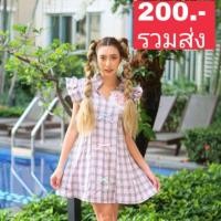 ราคา ส่งฟรีไม่ใช้โค้ดเดรสน่ารักฟรุ้งฟริ้ง ป้ายMacaron (3234630510)