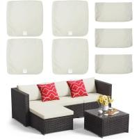 ราคา Clawscover 7pack กลางแจ้งที่นั่งและเบาะหลังเปลี่ยนครอบคลุม Fit สําหรับ 3/5 ชิ้น 4 ที่นั่งหวายหวาย Patio Furni (48302848424)