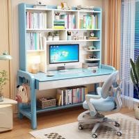 ราคา โต๊ะคอมพิวเตอร์ห้องนอนยกโต๊ะเขียนหนังสือโต๊ะเขียนหนังสือที่มีชั้นวางหนังสือไม้เนื้อแข็งศึกษานักเรียนที่เรียบง่ายโต๊ะเรียนเด็ก สว (53203346183)