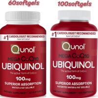 ราคา Qunol Mega Ubiquinol CoQ10 100mg, Antioxidant for Heart Health, 60/100ct Softgels (22940038016)