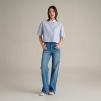 ราคา Mc JEANS เสื้อเชิ้ตผู้หญิง ทรงครอป แขนสั้น สีฟ้าอ่อน MWSZ291 (55351517782)