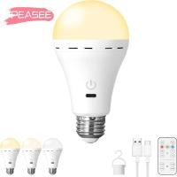 ราคา [PEASEE] หลอดไฟแบบชาร์จไฟได้ ไร้สายพร้อมหลอดไฟ Led USB Timing, หลอดไฟดําเนินการแบตเตอรี่หรี่แสงได้อัจฉริยะระยะไกล 3 สี (57650753383)