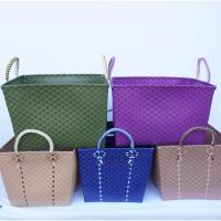 ราคา ตระกร้าสานเส้นพลาสติกสวย ตระกร้าจ่ายตลาด ตระกร้าพลาสติกเก๋ๆ ตะกร้าหูจับ ใหญ่พื้น ขนาด กว้าง 33 ยาว 40 สูง 30 CM ว (23723041430)