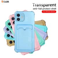 ราคา Transparent TPU Card Slot Wallet Case for iPhone 6 Plus iPhone6S iPhone7 iPhone8 iPhoneXR XS Max iPhone11 Silicon Airbag Shockproof Clear Phone Cover BY (13742870213)