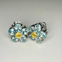ราคา [พร้อมส่ง]ต่างหูเงินแท้ 925 ฝังพลอยเพทายสีฟ้าอ่อน(Blue Zircon)ไฟดีสวยทุกเม็ด และพลอยบุษราคัม(Yellow Sapphire) (27122541387)