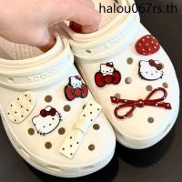 ราคา รองเท้า Crocs แบบ Retro ลาย Hello Kitty และดอกไม้ DIY พร้อมสีดำ ขาว และแดง สามารถเปลี่ยนเองได้ง่ายๆ (41410545556)