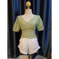 ราคา เสื้อครอปคอวี จั้มเอว (11641298924)