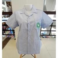 ราคา เสื้อกาวน์ริ้วฟ้า คอฮาวาย(หญิง) เสื้อสาธารณสุขพร้อมปักตราสาธารณสุข (19256553147)