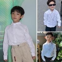 ราคา เด็กชายแขนยาวชุดเสื้อเด็กสีขาวทักซิโด้ปุ่มลงเสื้อกับผูกโบว์ (28556521691)