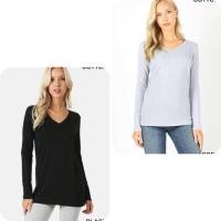 ราคา Zenana เสื้อยืดแขนยาวคอวี (11156418355)