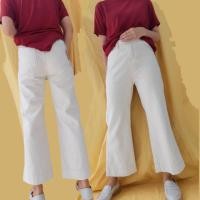 ราคา พร้อมส่ง กางเกงยีนส์เอวสูงสีoff-white ผ้านิ่มทรงสวย ดีเทลกระเป๋าน่ารัก (7101197292)