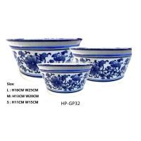 ราคา กระถางทรงกลมเซรามิกพอร์ซเลนสีฟ้าและสีขาว |พราซินัท บิรู และ ไวท์ ปาซู เซอร์มิก | แจกันเซรามิค แจกันคราฟ-HP-GP32 (51603988730)