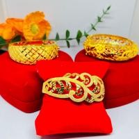 ราคา กำไลข้อมือทอง ข้อมือ15-18cmฉลุลวดลายงานสวยมาก ทองไมครอน หุ้มเศษทองแท้ เครื่องประดับใส่ออกงาน (28038932803)