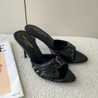 ราคา YSL Saint Laurent รองเท้าส้นสูงพ้อยท์โท หนังแท้ พร้อมเชือกรองเท้าและเปิดนิ้วเท้า สำหรับผู้หญิง (43877920894)