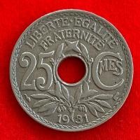 ราคา เหรียญฝรั่งเศส France 25 centimes ปี 1931 เหรียญต่างประเทศ (28271760329)