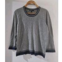 ราคา MANGOเสื้อไหมพรมแขนยาวสีเทาขอบน้ำเงินผ้านิ่มมากไซส์XSอก36ยาว22(งานมือสอง) (24464647770)