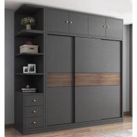 ราคา ตู้เสื้อผ้าไม้ Sliding wardrobe ตู้เสื้อผ้าบานเลื่อน จุของได้เยอะ 180ซม. เก๋ไก๋ (27571944540)