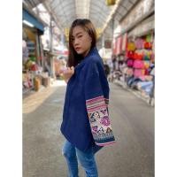 ราคา เสื้อคลุมผ้าฝ้ายเข็นมือ ทอมือย้อมสีธรรมชาติ แต่งแขนตีนเจ (3879593220)