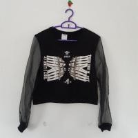 ราคา เสื้อครอป แขนซีทรู style Hiphop งานเกาหลี #มือสอง (1226714170)