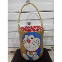 ราคา กระเป๋าสานกระจูด หน้าโดเรม่อน ทรงถังบุผ้า (5556741654)