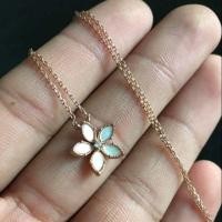 ราคา สร้อยคอเงินแท้925 พลอยแท้(White zircon) ทำสีพิ๊งโกลด์ งานแบรนด์ มีตอกsv925 (944609679)