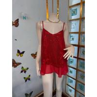 ราคา เสื้อสายเดี่ยวผ้าซีทรูสีแดงปักเลื่อมวิ้งๆ (27885320531)