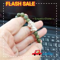 ราคา ข้อมือหยกพม่าเเท้จากธรรมชาติ พร้อมปี่เซี่ยะเงินเเท้99% (11922314785)