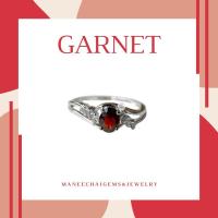 ราคา แหวนเงินแท้ 92.5% แหวนฝังพลอยโกเมนสีแดงกร่ำ ♥️ (41600136921)