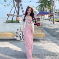 ราคา ชุดเซต3ชิ้นเกาะอก เสื้อคลุม กางเกงขายาว สไตล์สาวโคเรีย (10601331374)