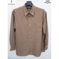 ราคา YSL Yves Saint Laurent แท้ อก45 เสื้อเชิ๊ตแขนยาวลายสก๊อต (9110854846)