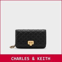 ราคา Charles & Keith คลัตช์แบบกดล็อคแบบควิลท์ กระเป๋าสะพายข้างผู้หญิง/กระเป๋าโซ่ (23968318267)