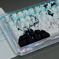 ราคา Minimalist สีดําสีขาว Cartoonist PBT Keycaps โปรไฟล์เชอร์รี่ DYE-SUB Backlit สําหรับ 61/68/87/96/104 คีย์บอร์ด (57254730837)