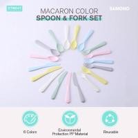 ราคา Watna สีพาสเทล macaroons samono ชุดช้อนส้อม / ชุดช้อน (29560066179)
